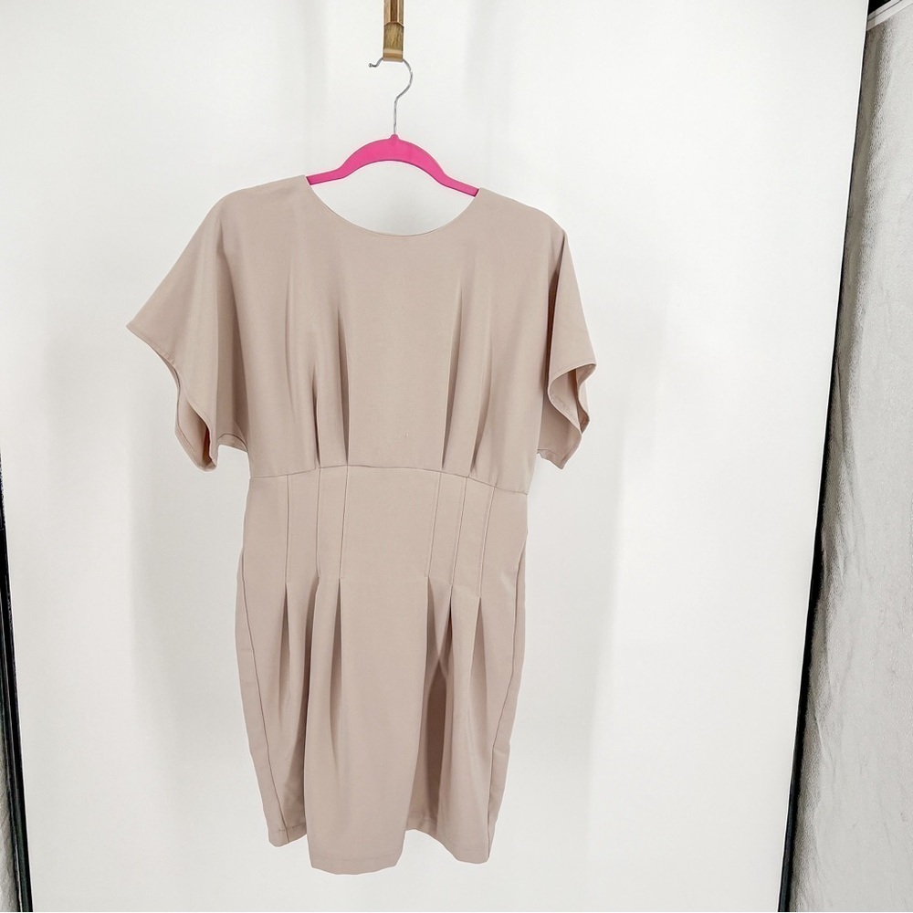 ASOS taupe dress with pleating